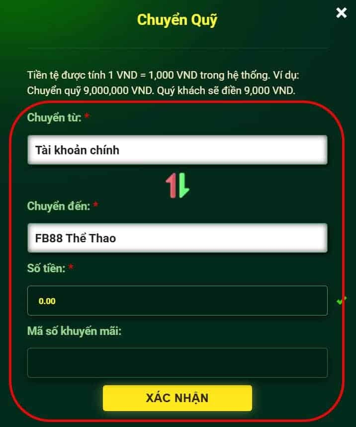 Chuyển quỹ về tài khoản chính
